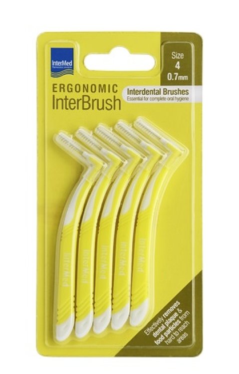 Intermed Ergonomic InterBrush Μεσοδόντια Βουρτσάκια 0.7mm Κίτρινα 5τμχ