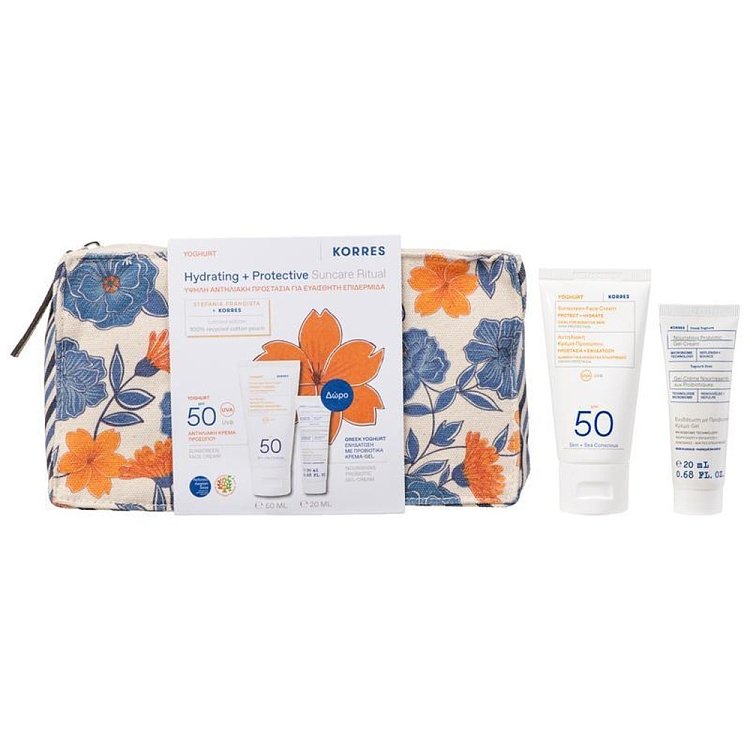 Korres Hydrating & Protective Suncare Ritual με Yoghurt Αντηλιακή Κρέμα Προσώπου SPF 50, 50ml & Δώρο Greek Yoghurt Ενυδάτωση με Προβιοτικά Κρέμα-Gel, 20ml & Νεσεσέρ