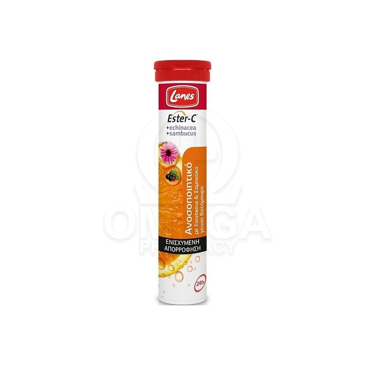 Lanes Ester-C με  Echinacea και Sambucus με Γεύση Βατόμουρο 20αναβ.δισκ.
