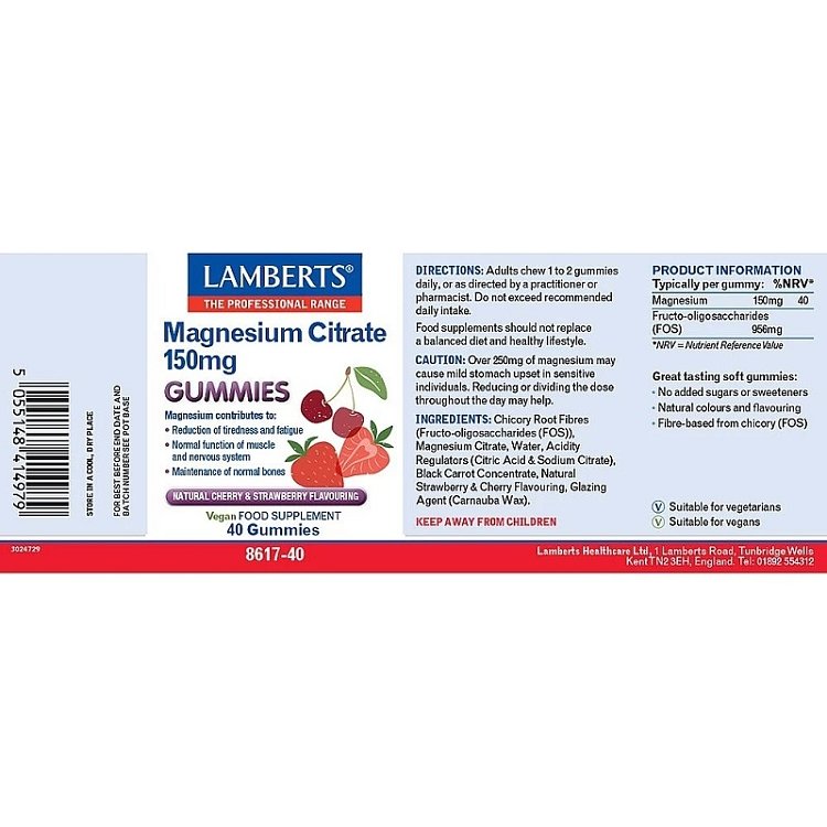 Lamberts Magnesium Citrate 150mg Gummies 40 Ζελεδάκια