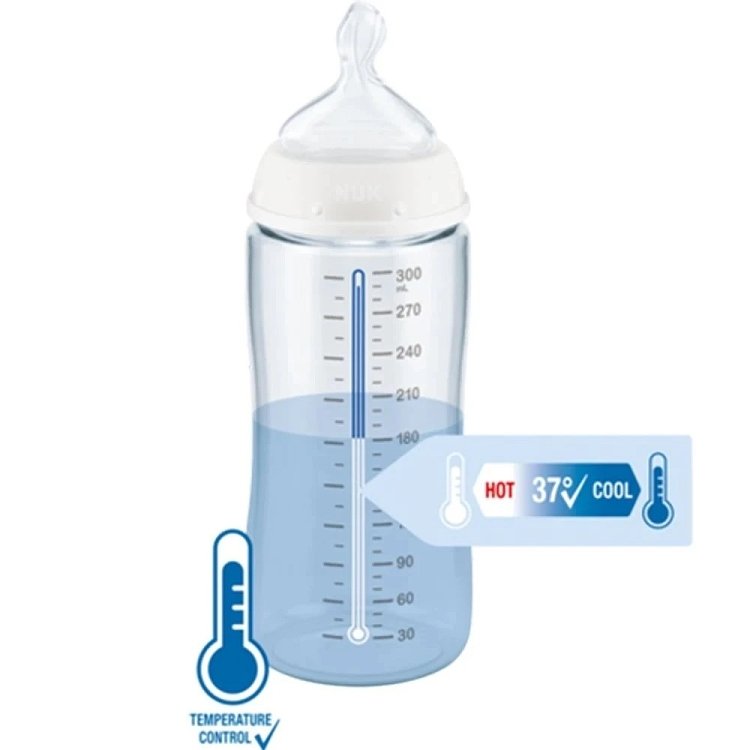 NUK First Choice Γυάλινο Μπιμπερό με Δείκτη Ελέγχου Θερμοκρασίας για 3m+, 240ml
