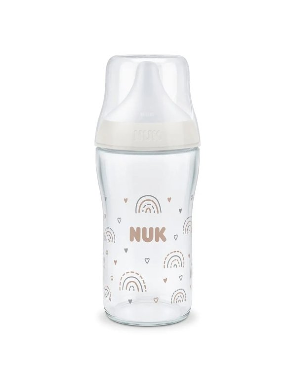 Nuk γυάλινο μπιμπερό με θηλή σιλικόνης perfect match temperature control 3m+ 230ml