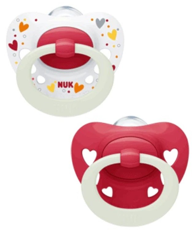 Nuk Signature Night Πιπίλα Σιλικόνης 18-36m 2τμχ & Θήκη Αποθήκευσης