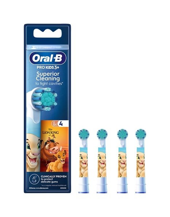 Oral-B Pro Kids 3+ Lion King Superior Cleaning Ανταλλακτικά Ηλεκτρικής Οδοντόβουρτσας, 4 τεμάχια