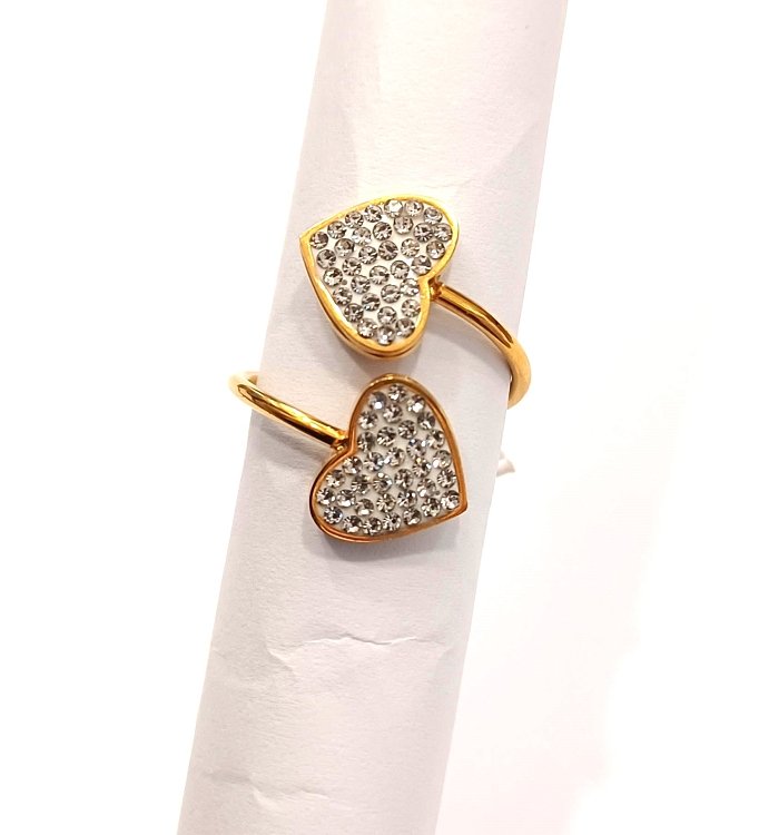 Inoplus Borghetti Pharma Stainless Steel Cuore Gold Δακτυλίδι Κάρδια ART 0937
