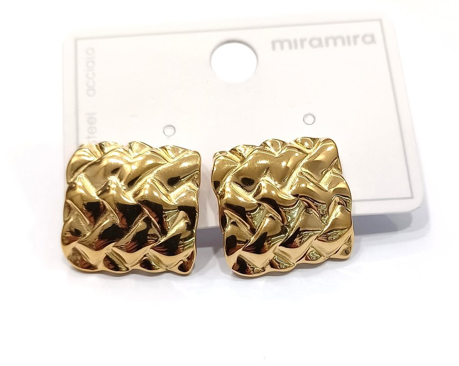 Inoplus Σκουλαρίκι Gold Plated Χρυσό Τετράγωνο Από Ανοξείδωτο Ατσάλι ART D2256A199-1