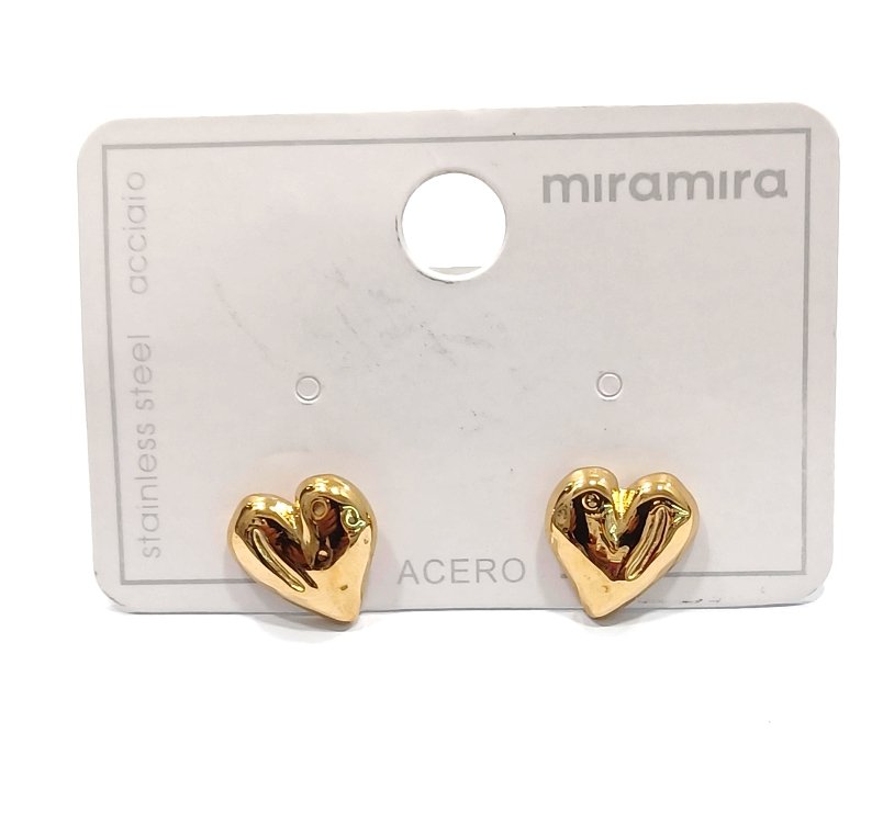 Inoplus Σκουλαρίκι Gold Plated Heart Από Ανοξείδωτο Ατσάλι ART D1381A150-1