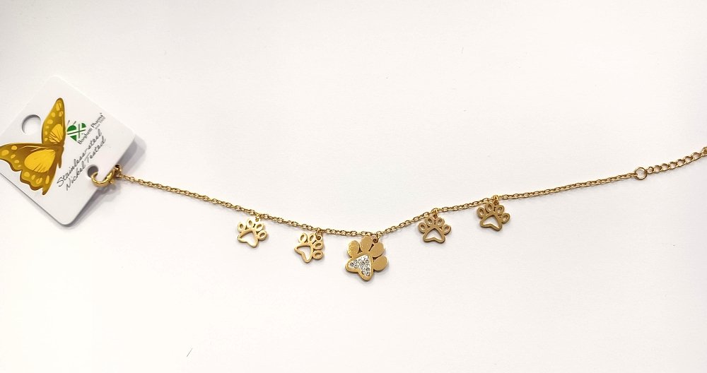 Inoplus Borghetti Pharma Stainless Steel Zampa Gold Βραχιόλι με Πατουσάκια ART 0928