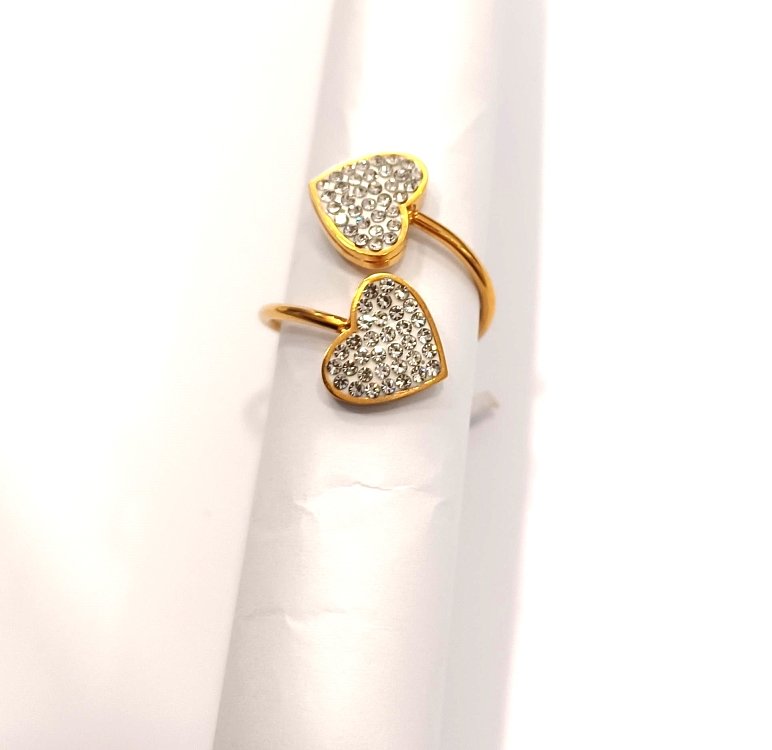 Inoplus Borghetti Pharma Stainless Steel Cuore Gold Δακτυλίδι Κάρδια ART 0937