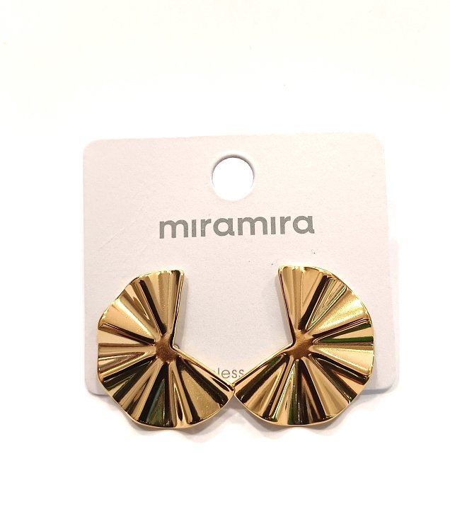 Inoplus Σκουλαρίκι Gold Plated Χρυσή Βεντάλια Από Ανοξείδωτο Ατσάλι ART D1476C199-1 1 ζευγάρι