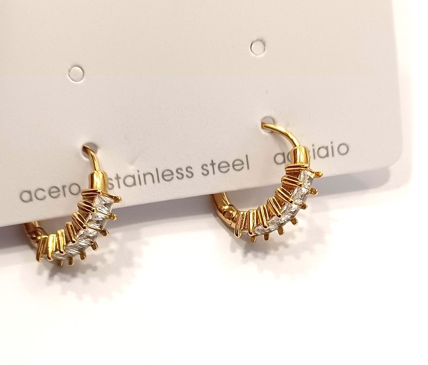 Inoplus Σκουλαρίκι Gold Plated Con Zirconias Από Ανοξείδωτο Ατσάλι ART D5879C350-1