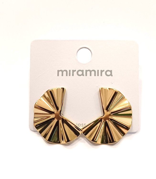 Inoplus Σκουλαρίκι Gold Plated Χρυσή Βεντάλια Από Ανοξείδωτο Ατσάλι ART D1476C199-1 1 ζευγάρι