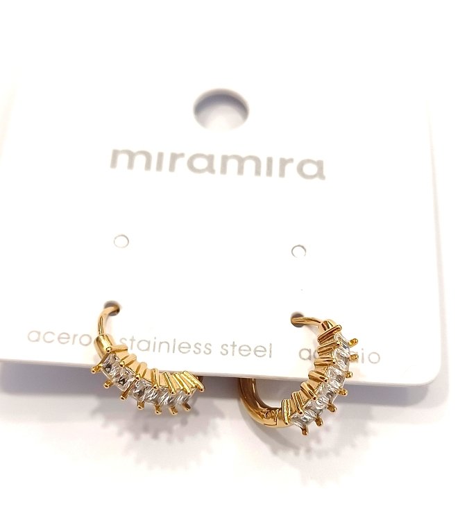Inoplus Σκουλαρίκι Gold Plated Con Zirconias Από Ανοξείδωτο Ατσάλι ART D5879C350-1
