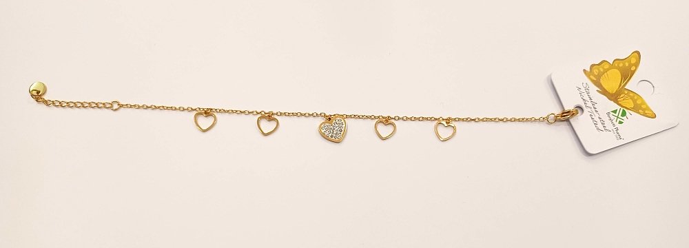 Inoplus Borghetti Pharma Stainless Steel Cuore Gold Βραχιόλι με Καρδιές ART 0924
