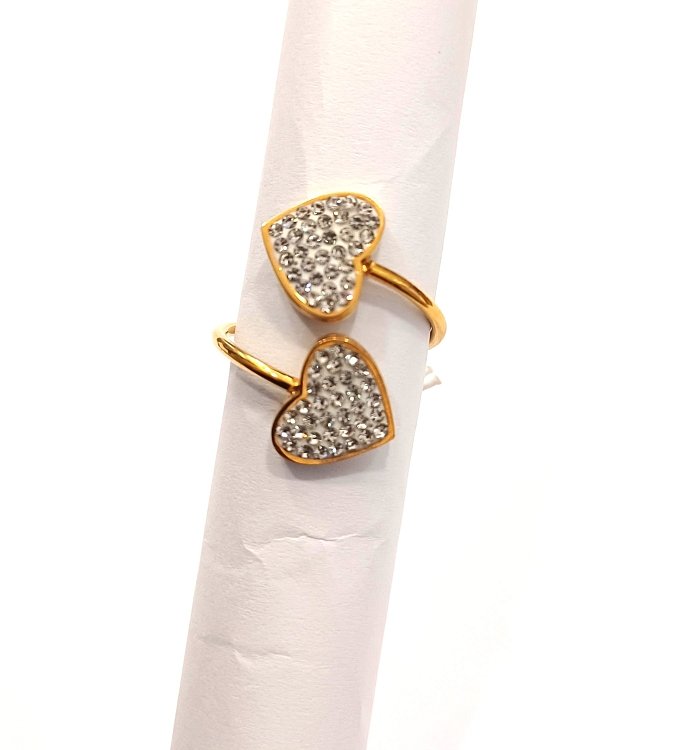 Inoplus Borghetti Pharma Stainless Steel Cuore Gold Δακτυλίδι Κάρδια ART 0937
