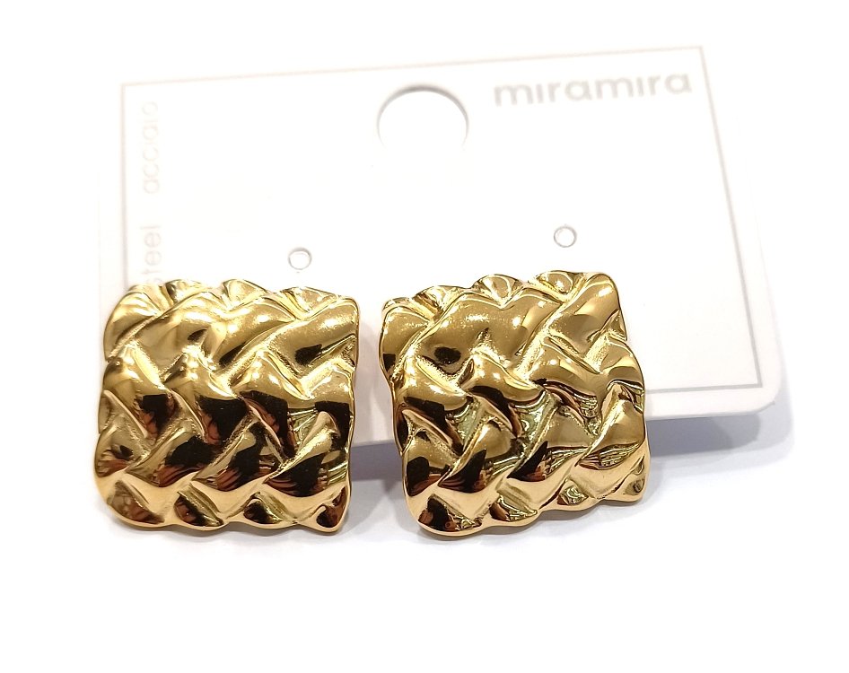 Inoplus Σκουλαρίκι Gold Plated Χρυσό Τετράγωνο Από Ανοξείδωτο Ατσάλι ART D2256A199-1