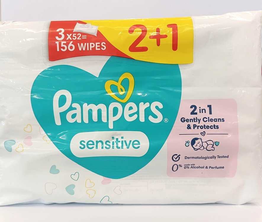 Pampers Sensitive Μωρομάντηλα (2+1)  3x52τμχ