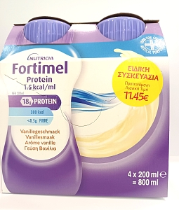 Nutricia Fortimel Protein 1,5kcal/ml Υπερπρωτεϊνικό Ρόφημα Γεύση Βανίλια 4x200ml