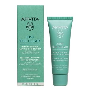 Apivita Just Bee Clear Κρέμα κατά των Ατελειών – Ενυδάτωση & Ματ Αποτέλεσμα με Propolis AmC & Φυτικό Σαλικυλικό Οξύ 40ml