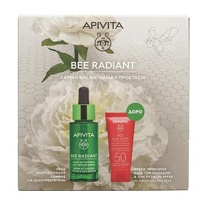 Apivita Bee Radiant Ορός Ενεργοποίησης Λάμψης για Ξεκούραστη Όψη 30ml & Δώρο Bee Sun Safe Κρέμα Προσώπου κατά των Πανάδων και των Ρυτίδων SPF50 (15ml)