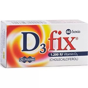 Uni-pharma D3 Fix Extra 1200 IU 60tab, Βιταμίνη για οστά & αρθρώσεις