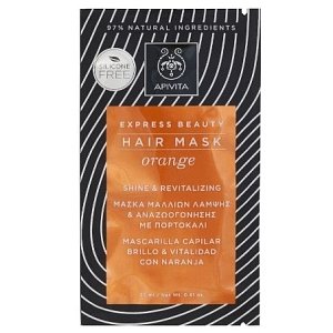 Apivita Express Beauty Μάσκα Μαλλιών Λάμψης & Αναζωογόνησης με Πορτοκάλι 20ml