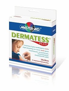 Master-Aid Dermatess Plus Aντικολλητικές, Αποστειρωμένες & Απορροφητικές Γάζες 10x10 12τμχ