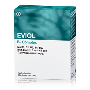 Eviol B-Complex με Β1, Β2, Β3, Β5, Β6, Β12, Βιοτίνη & Φολικό Οξύ 30 μαλακές κάψουλες