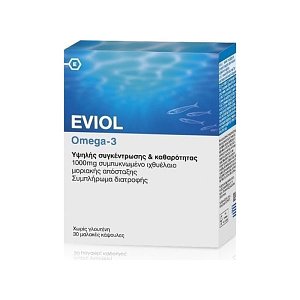 Eviol Omega-3 1000mg Συμπυκνωμένο Ιχθυέλαιο 30caps