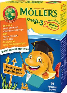 Mollers Omega Μουρουνέλαιο σε Ζελεδάκια Ψαράκια με Γεύση Πορτοκάλι-Λεμόνι 36τμχ