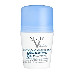 Vichy Deodorant Mineral 48H Tolerance Optimale Αποσμητικό Roll-On 0% Αλκοόλ - Χωρίς Άρωμα 50ml