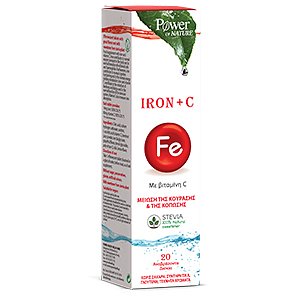 Power Health Iron+C Συμπλήρωμα διατροφής Σίδηρος & Βιταμίνη C με Stevia 20αναβρ.δισκία