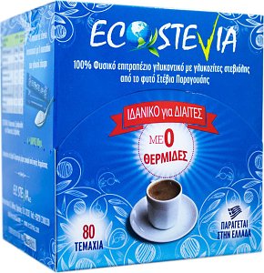 EcoStevia Γλυκαντικό από το Φυτό Στέβια σε Στικάκια 80τμχ