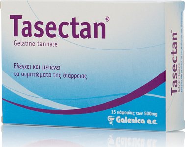 Tasectan Gelatine Tannate 500mg 15caps Η λύση στην Διάρροια!