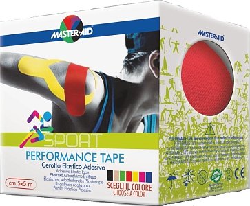 Master-Aid Sport Performance Tape Ελαστικό Αυτοκόλλητο Επίθεμα Κόκκινο 5cm x 5m