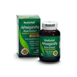 Health Aid Ashwagandha Root Extract (Withania Somnifera) with Vitamin E 60veg.tabs