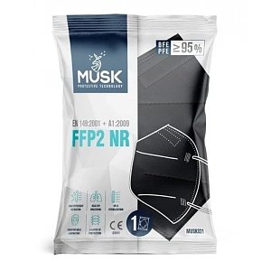 MUSK Μάσκα Υψηλής Προστασίας FFP2 Μαύρο Χρώμα 1τμχ