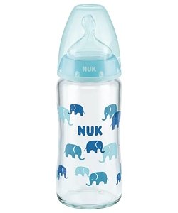 Nuk First Choice+ Γυάλινο Μπιμπερό με Θηλή Σιλικόνης 0-6m Μέτριας Ροής & Δείκτη Ελέγχου Θερμοκρασίας 240ml