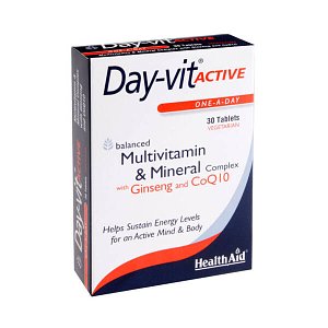 Health Aid Day-Vit Active Πολυβιταμίνη με Μέταλλα, Συνένζυμο Q10 & Τζίνσενγκ One-A-Day 30tabs