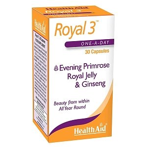 Health Aid Royal 3 Evening Primrose, Royal Jelly & Ginseng One-A-Day 30caps