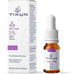 TIKUN Any Time 5% CBD 500mg Έλαιο Κάνναβης σε Υπογλώσσιες Σταγόνες με Γεύση Citrus 10ml