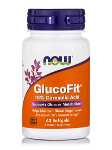 Now Foods GlucoFit® 18% Corosolic Acid Υποστηρίζει τον Μεταβολισμό της Γλυκόζης 60softgels