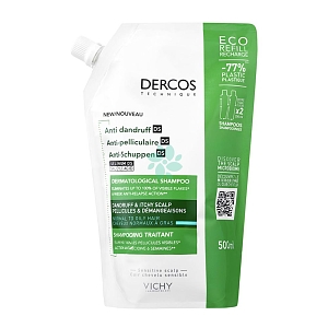 Vichy Dercos Anti-Dandruff Αντιπυτιριδικό Σαμπουάν για Κανονικά & Λιπαρά Μαλλιά Eco Refill Recharge 500ml