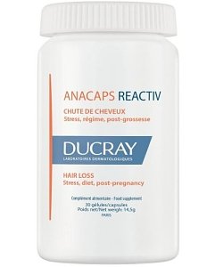 Ducray Anacaps Reactiv Συμπλήρωμα Διατροφής για τα Μαλλιά & τα Νύχια για Οξείες Καταστάσεις 30caps