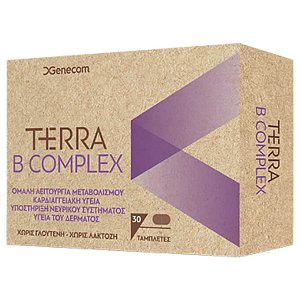 Genecom Terra B-Complex Συμπλήρωμα Διατροφής 30caps για την σωστή λειτουργία του Μεταβολισμού & του Νευρικού συστήματος 