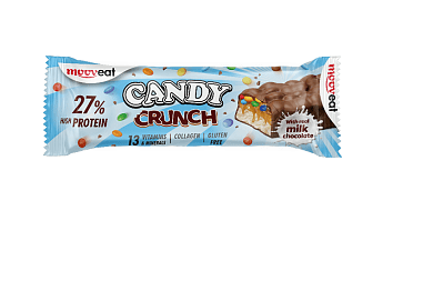 Mooveat Μπάρα Πρωτεΐνης Candy Crunch 27% protein, γεύση βανίλια με σοκολατοκουφετάκια 60gr