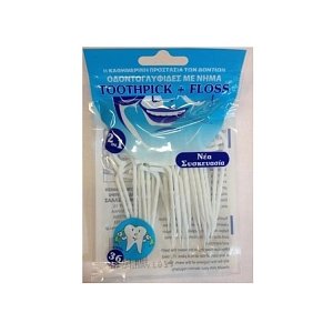 Technofarm Toothpick + Floss 2 in 1 Οδοντικό Νήμα με Λαβή σε Λευκό χρώμα 36τμχ