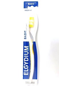 Elgydium Basic Medium Οδοντόβουρτσα Άσπρο Κίτρινο 1τμχ