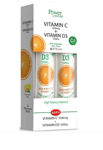 Power Health Promo Vitamin C 1000mg + Vitamin D3 1000IU με Stevia 24αναβρ.δισκία 
