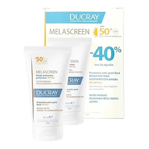 Ducray Melascreen Fluide SPF50, 2x50ml Αντηλιακή Κρέμα Κατά των Κηλίδων για Κανονικό προς Μικτό Δέρμα